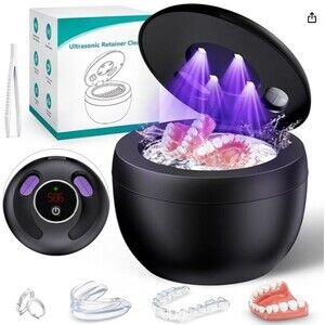 Upgraded Ultrasonic Retainer Cleaner Machine 45kHz Ultrasonic Dentures 200ML
